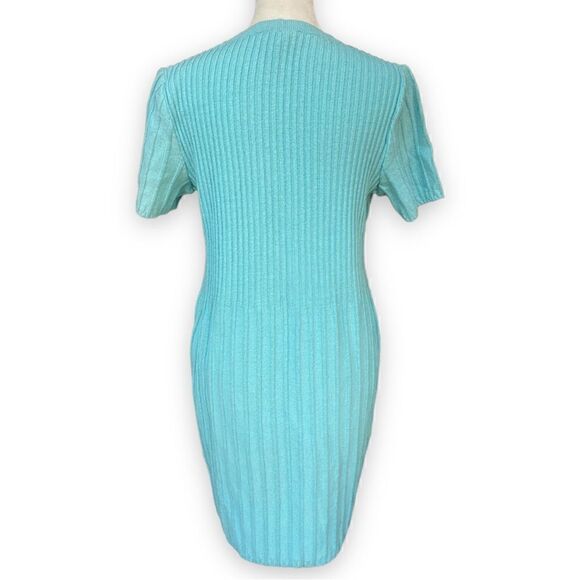 ST. John Sport Blue Green Ribbed Stretch Knit Short Sleeve Dress Dress | Small - Picture 5 of 15